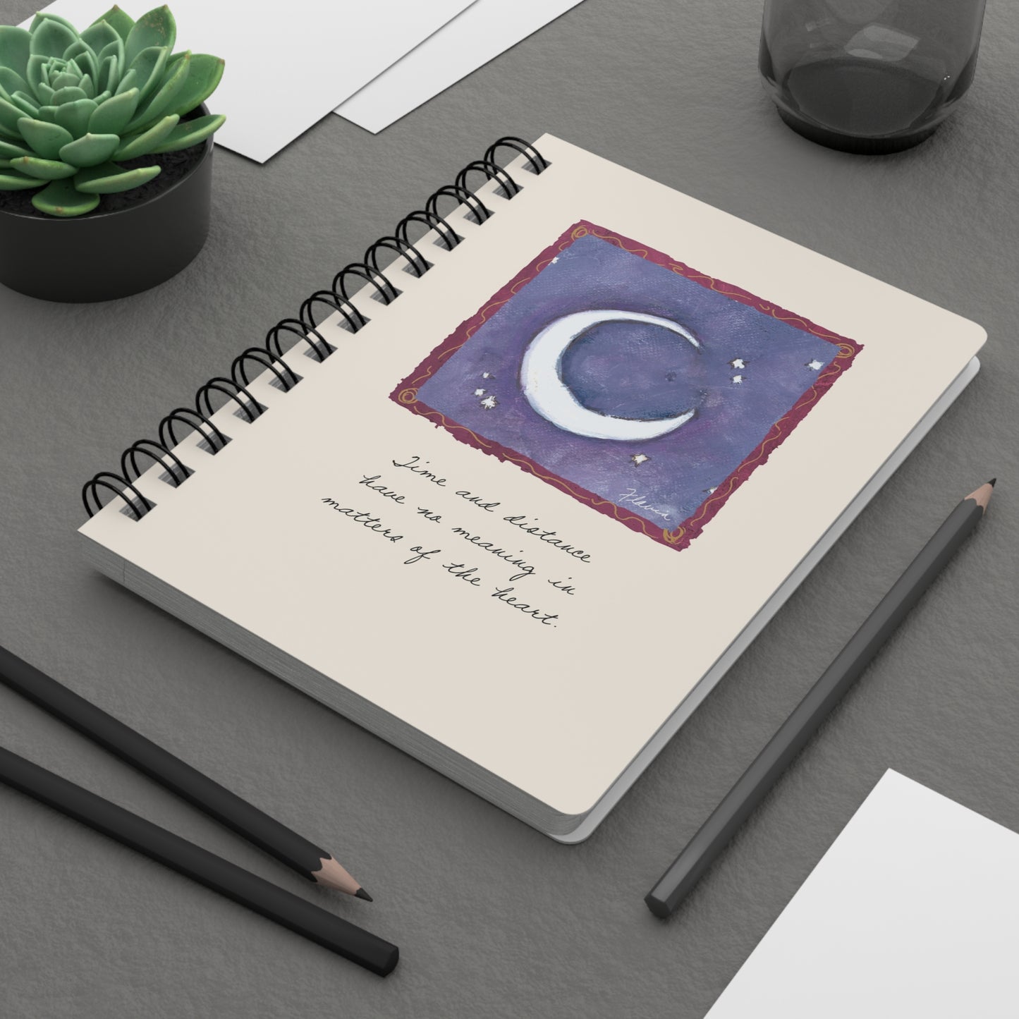 Flavia Classic Celestial Spiral Bound Journal | Moon & Stars Design, Inspirational Diary, Gift for Writers, Travelers, Art Lovers, Lunar Notebook